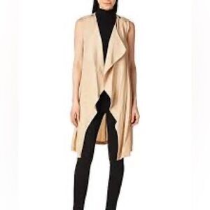 NORDSTROM BB DAKOTA HALLET DRAPE FRONT VEST TENCEL BONE TAN SIZE SMALL